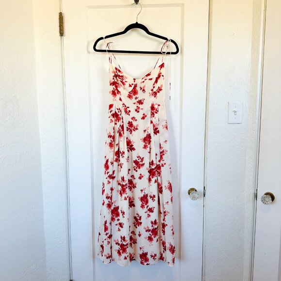Reformation | Jaelyn Floral Sundress Midi Dress in Carmina Red Size 4P $278 - Picture 3 of 8